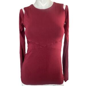 BAILEY 44 Cold Shoulder Burgundy Top Size Small